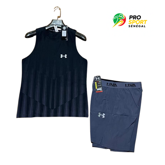 Ensemble Sport Homme Under Armour – Débardeur Bleu et Short Noir | Pro Sport Sénégal