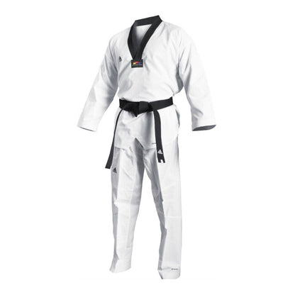 Dobok Taekwondo WT col noir – Ensemble avec ceinture blanche