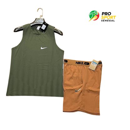 Ensemble Sport Nike Homme – Débardeur Blanc et Short Noir