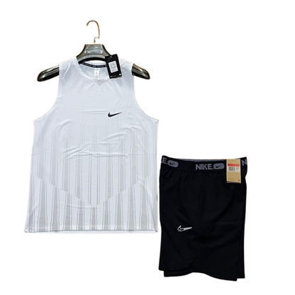 Ensemble Sport Nike Homme – Débardeur Blanc et Short Noir